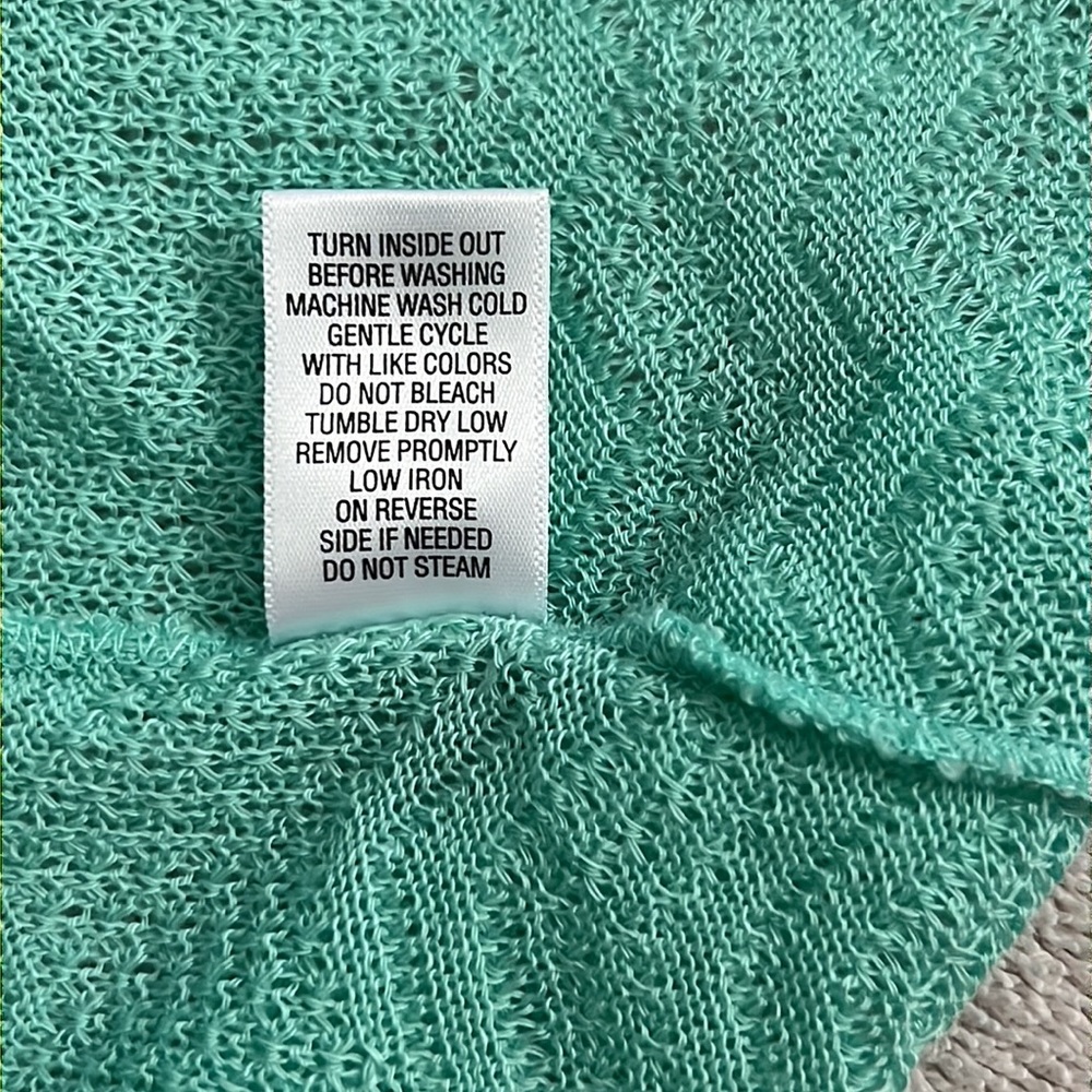 Studio Works Light Aqua Open Cardigan Size Small - Picture 10 of 12